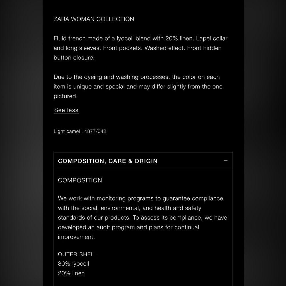 Zara fluid washed trench ZW collection - Picture 15 of 15
